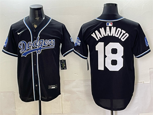 Men's Los Angeles Dodgers #18 Yoshinobu Yamamoto B2B Champs 2026 Black Out Style Vapor Limited Stitched Baseball Jersey Men's Los Angeles Dodgers #18 Yoshinobu Yamamoto B2B Champs 2026 Black Out Style Vapor Limited Stitched Baseball Jersey